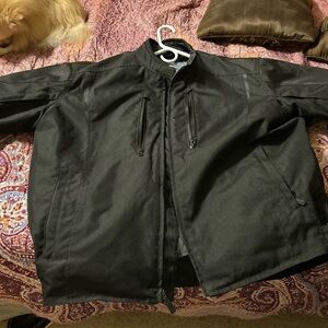 Men's Black Jacket - Classic Zip-Front Coat motorcycle